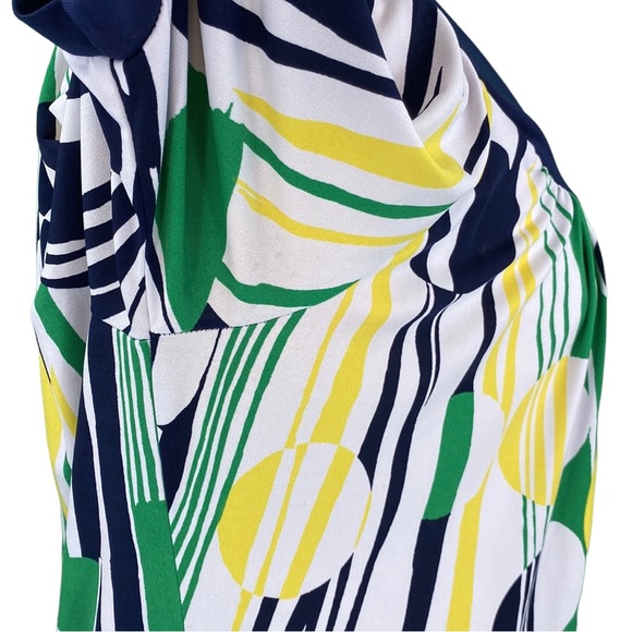 Lane Bryant White Abstract Print Tie Neck Flowy Blouse - Picture 6 of 15